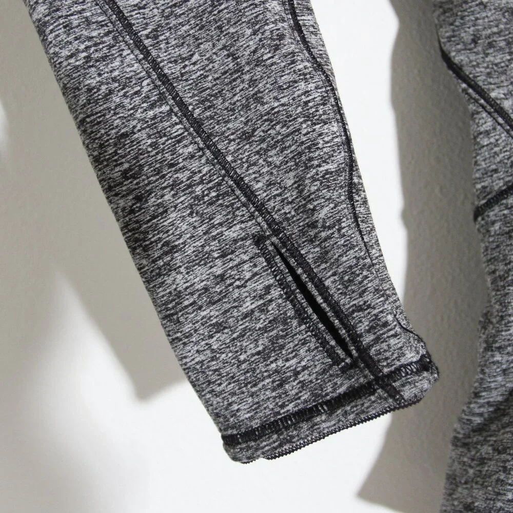 Lululemon Always Alert 1/2 Zip Pullover Heathered Black Gray Rulu Fleece Size 6